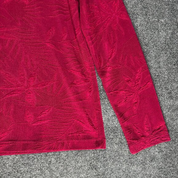Chicos Top Womens Large Burgundy Print Stretch Knit Long Sleeve Pullover - Picture 2 of 6
